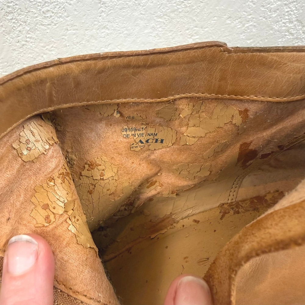 Coach Tan Leather Side Zip Block Heel Ankle Booties Women's Size 7.5‎ - Picture 11 of 16